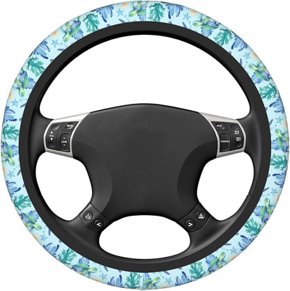 Sea Turtle Steering Wheel Cover Anti-Slip,Sweat Absorption Universal 15 inch Steering Wheel Covers Cute car Accessories for Men Women