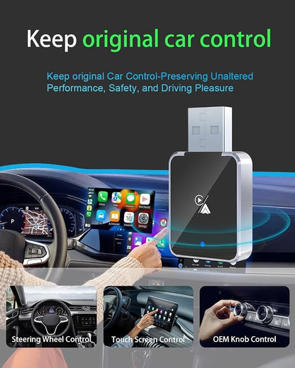 2026 Upgraded Wireless CarPlay & Android Auto Adapter – Convert Wired to Wireless, Fast Auto-Connect, Stable No-Lag Connection, Plug & Play USB-C Dongle(Silver)