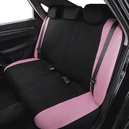 Flying Banner Butterfly car seat Covers ful Set Fashion Universal Lady Woman Female Rear Bench Split Colorized (Pink Black, Full Set)