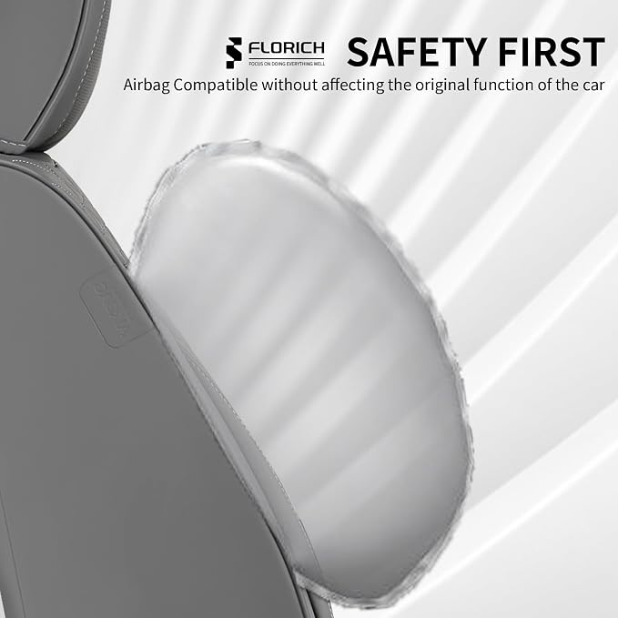 FLORICH Car Seat Covers for Front Seats, Universal Seat Cushion 2 Seats, Car Seat Protector Waterproof, Premium Leather Automotive Seat Covers for Most Cars, Sedans, SUVs, and Trucks-Gray