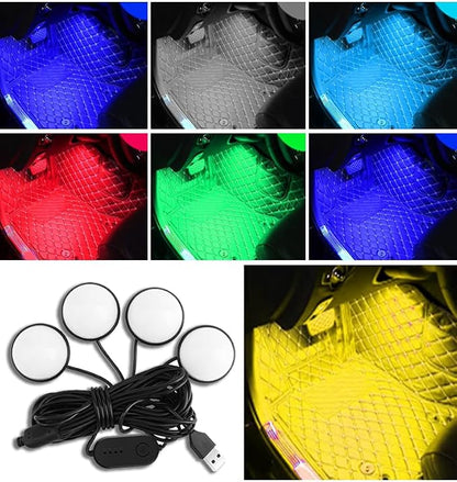 Car Interior LED Lights,Car Accessories, Automotive Ambient Neon Light Kit with USB Port, Gifts for Men and Women, 4 in 1 Decoration Lights for Car, Garden, Home, Party (RGB Colorful)