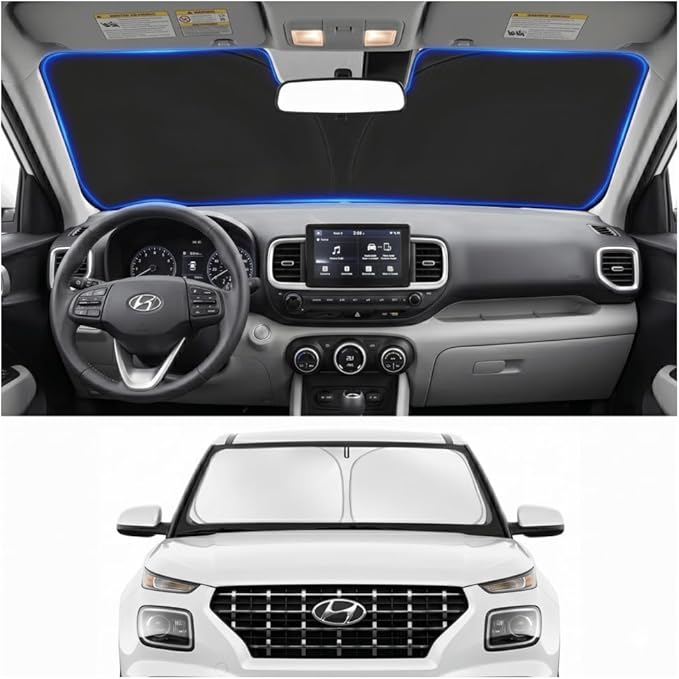 Custom Fit Windshield Sun Shade for Hyundai Venue 2020-2026 | Custom Fit Windshield Cover, Blocks UV Rays, Double-Layer Heat Shield, Durable Frame, Easy Fold & Storage