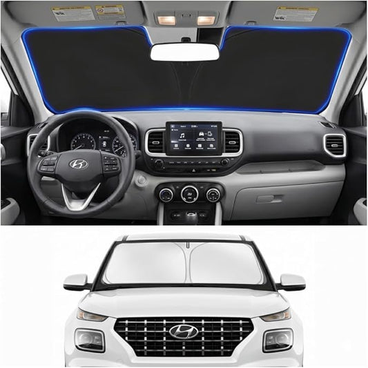Custom Fit Windshield Sun Shade for Hyundai Venue 2020-2026 | Custom Fit Windshield Cover, Blocks UV Rays, Double-Layer Heat Shield, Durable Frame, Easy Fold & Storage