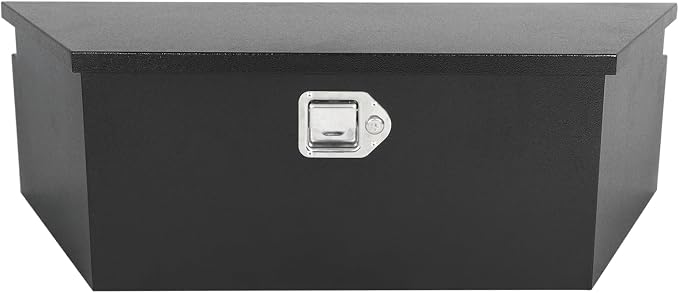 39"X12"X16.5" Tongue Truck Box Black Heavy Duty Steel Trailer Tongue Box Pick Up Truck Tool Box Storage Organizer w/Lock & Keys