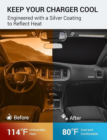 Proadsy 2026 Upgrade Front Windshield Sun Shade Foldable Sunshade Protector Custom for 2011-2023 Jeep Cherokee(Not for Jeep Grand Cherokee) Trailhawk Overland Limited Latitude Altitude Accessories