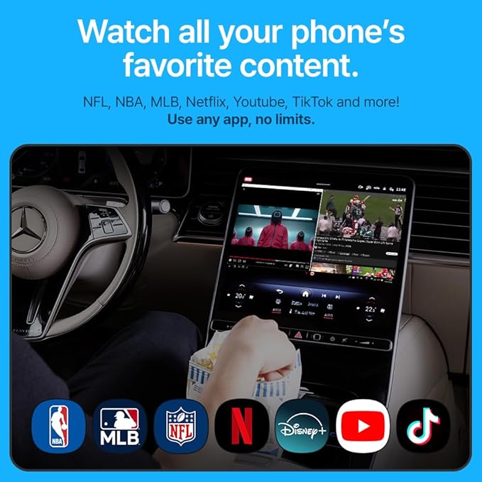 AutoPro X Android Auto Wireless Adapter Samsung DeX Box - Wireless Android Auto Adapter YouTube, ESPN, Netflix in Car Streaming Device - Use Every Google Play Store App from Your Galaxy Phone