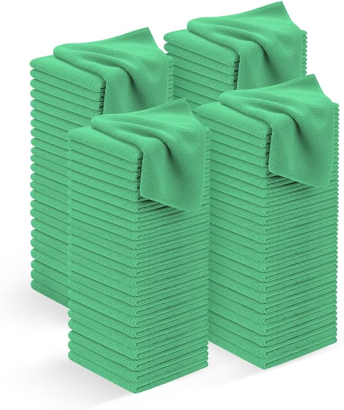 Avalon Towels Microfiber Cleaning Cloths (Value Pack of 100) - Size 12 x 12 Inches, Highly Absorbent Cleaning Rags, Lint Free, Reusable and Washable, Microfiber Towels for Cars
