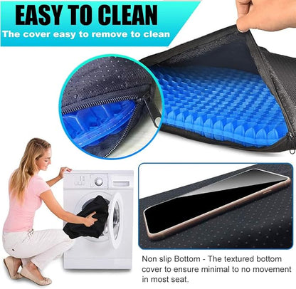 Gel Seat Cushion for Long Sitting - 1.65inch Double Thick Cooling Egg Cushion for Back, Hip, Sciatica, Coccyx, Tailbone Pain Relief - Office Chair Car Seat Cushion – Wheelchair Cushions