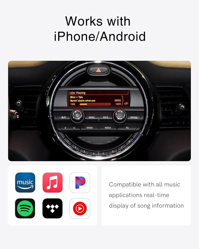 Bluetooth Car Adapter Compatible for BMW Mini One - USB Interface, Bluetooth Receiver for iPod Music Sourse Compatible with iOS/Android