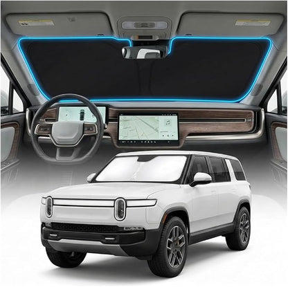 for Rivian R1S / R1T 2022-2026 Sun Shade Windshield Cover - Custom Fit R1S Accessories Sunshade Foldable UV Protection & Heat Shield Sun Visor Accessories