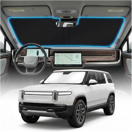 for Rivian R1S / R1T 2022-2026 Sun Shade Windshield Cover - Custom Fit R1S Accessories Sunshade Foldable UV Protection & Heat Shield Sun Visor Accessories