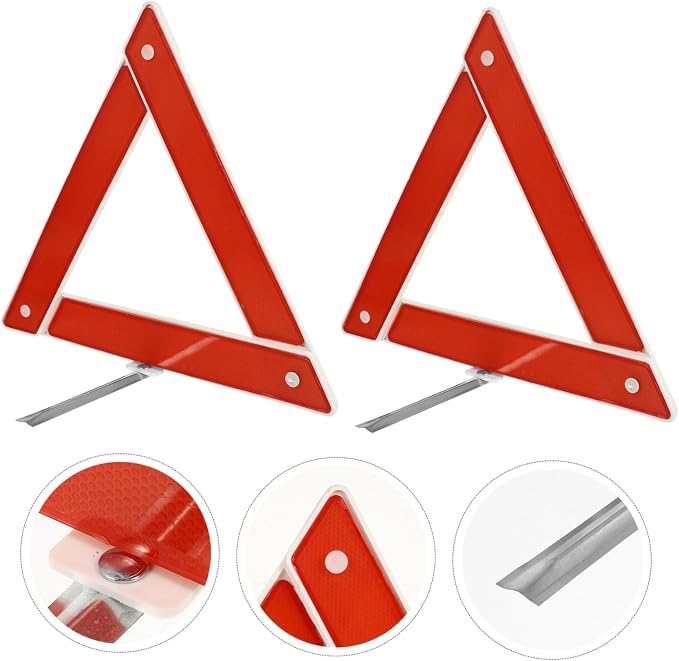 2pcs Car Folding Triangle Safety Warning Sign Compact for Roadside Assistance for Emergency Situations and Vehicle Maintenance