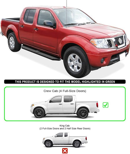 APS 6-inch (Black Stainless Steel Powder Coated Flat Style) Running Boards Nerf Bars Side Steps Compatible with Nissan Frontier 2005-2026 Crew Cab
