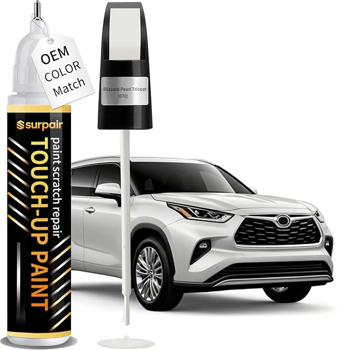 Blizzard Pearl Tricoat 070 Touch up Paint for Toyota OEM Color Match Car Scratch Repair Kit for Nicks & Chips Scratches Quick & Easy Paint Fix 2-In-1 Car Scratch Remover Pen