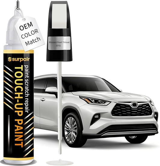 Blizzard Pearl Tricoat 070 Touch up Paint for Toyota OEM Color Match Car Scratch Repair Kit for Nicks & Chips Scratches Quick & Easy Paint Fix 2-In-1 Car Scratch Remover Pen