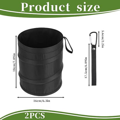 2 Pack Small Foldable Trash Can, Suspended Vehicle Trash Can, Foldable Nylon Trashcan for Cars, Suvs, Trucks, Rvs