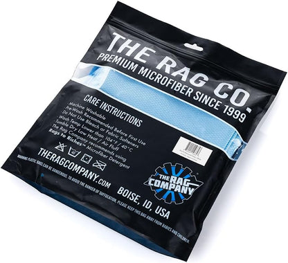 The Rag Company - Diamond Weave Glass & Window - Detailing Towels to Polish Mirrors & Chrome, Snakeskin Like Texture, Lint-Free, Streak-Free, 280gsm, 16in. x 16in, Blue (6-Pack)