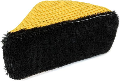 Autofiber Scrub Ninja - Wedge Scrubber Great for scrubbing Leather, Plastic, Rubber and Vinyl - Pack of 2, Black/Gold (5inch x 2.5inch x 2inch)