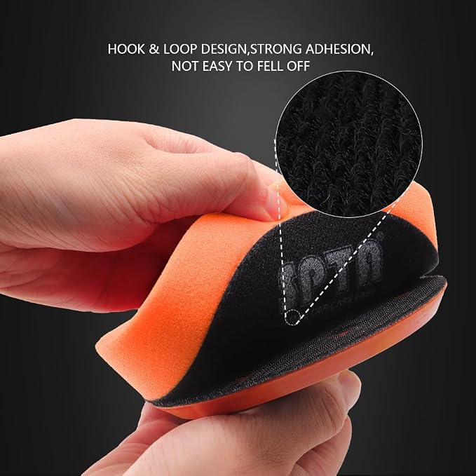 SPTA T40 Orange Medium-Cut Polishing Pads, 1Pc 5.5 Inch Face for 5 Inch 125mm Backing Plate Compound Buffing Sponge Pads for Car Buffer Polisher Compounding, Polishing and Waxing -FPBFS5O