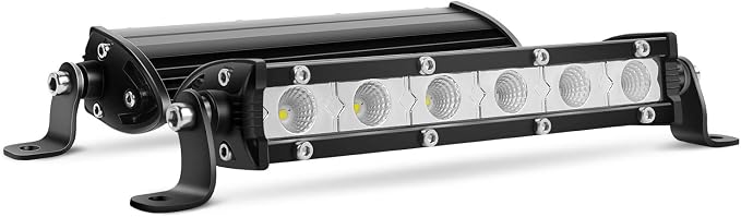 Nilight 2PCS 7 Inch 18W Ultra-Slim Single Row LED Flood Light Bar Fog Light Dricing Light Work Light for Offroad 4x4 Jeeps Trucks ATV UTV SUV Tacoma Subaru