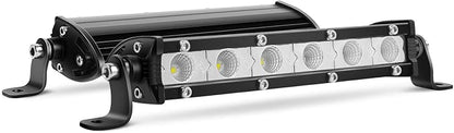 Nilight 2PCS 7 Inch 18W Ultra-Slim Single Row LED Flood Light Bar Fog Light Dricing Light Work Light for Offroad 4x4 Jeeps Trucks ATV UTV SUV Tacoma Subaru