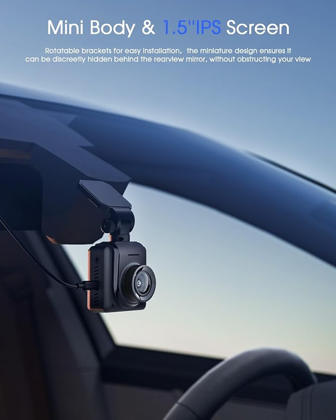 Dash Cam 2K, WiFi Dashcams with APP, External GPS, 1.5'' IPS Screen, Front Dash Camera for Cars, Mini Car Camera, WDR Night Vision, 24H Parking Monitor, Loop Recording, G-Sensor