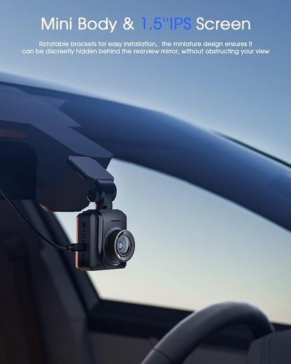 Dash Cam 2K, WiFi Dashcams with APP, External GPS, 1.5'' IPS Screen, Front Dash Camera for Cars, Mini Car Camera, WDR Night Vision, 24H Parking Monitor, Loop Recording, G-Sensor