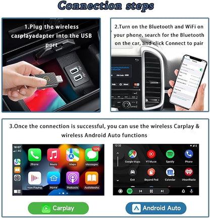 CarPlay Adapter for Honda Passport 2019 2020 2021 2022 2023 2024 2025, Plug and Play CarPlay Dongle, Fast Auto Connect, 2-in-1 CarPlay Converter for iPhone & Android with USB/Type C Port