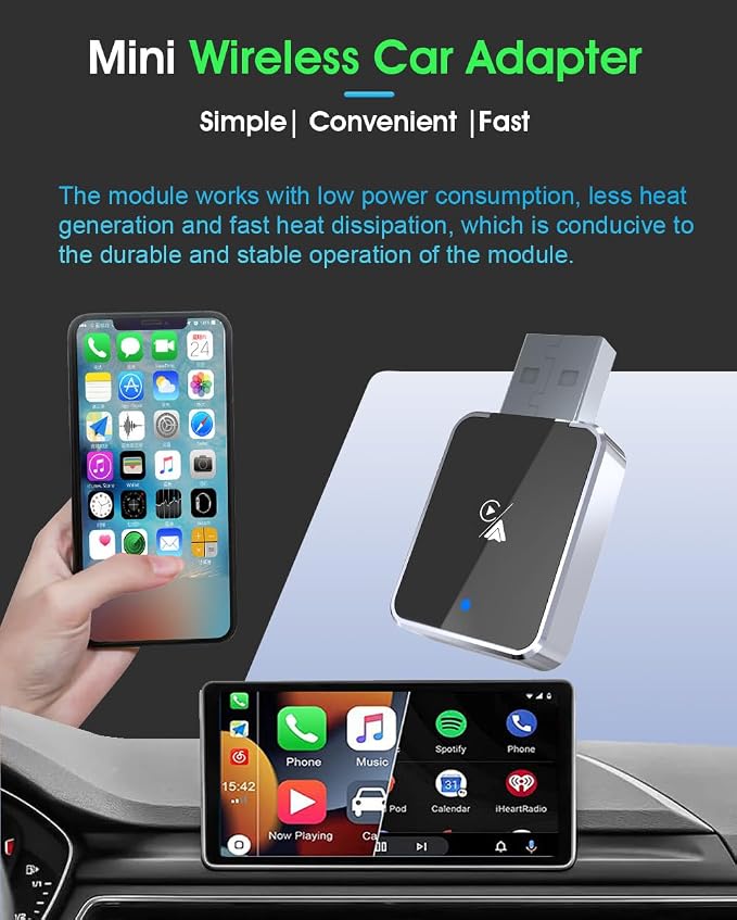 2026 Upgraded Wireless CarPlay & Android Auto Adapter – Convert Wired to Wireless, Fast Auto-Connect, Stable No-Lag Connection, Plug & Play USB-C Dongle(Silver)