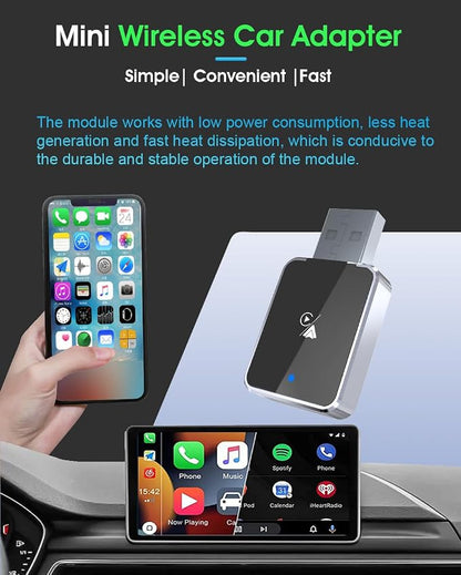 2026 Upgraded Wireless CarPlay & Android Auto Adapter – Convert Wired to Wireless, Fast Auto-Connect, Stable No-Lag Connection, Plug & Play USB-C Dongle(Silver)