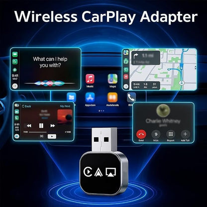 Wireless Carplay & Android Auto Adapter, Plug and Play, Compatible with Multiple Car Models (Silver)