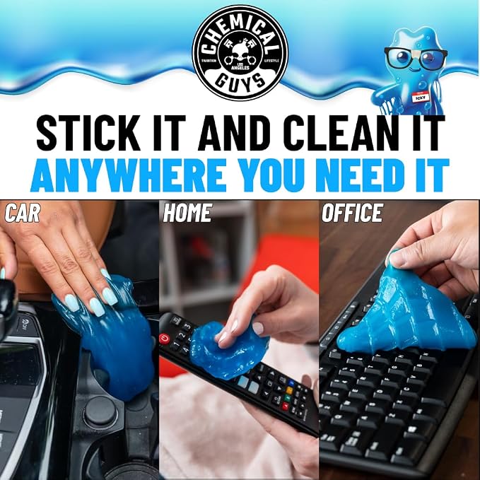 Chemical Guys Sticky Icky Car Cleaning Gel, Green Apple, Interior Car Cleaner, Reusable Automotive Crevice & Interior Dust Cleaner for Air Vents, Consoles, Cup Holders & Keyboards, 4 Pack (100g Each)