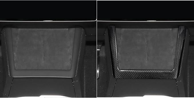 NVCNX Hard Rigid Real Carbon Fiber for Tesla New Model 3/Y Highland 2024-2026 for Juniper 2025 2026 Accessories Wireless Charger Charging Phone Pad Panel Frame Cover Interior Trim 1PC - Glossy Carbon