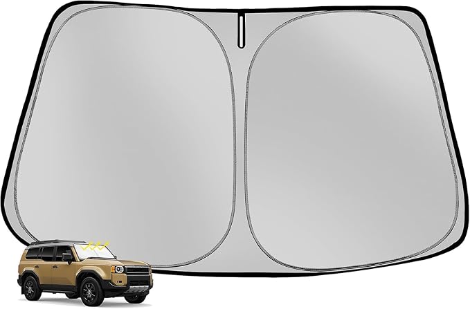 Windshield Sun Shade for 2024 2025 2026 Toyota Land Cruiser Foldable Sun Sunshade for Car Front Window Blocks UV Rays and Heat Automotive Interior Protector Custom Fit Accessories
