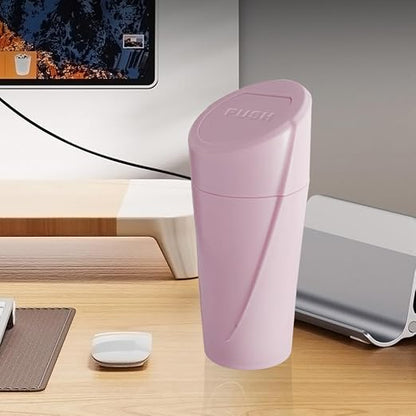 Pink Mini Portable Leakproof Car Trash Can with Lid - Auto Garbage Storage Can for Interior, Office, Camping, Living Room