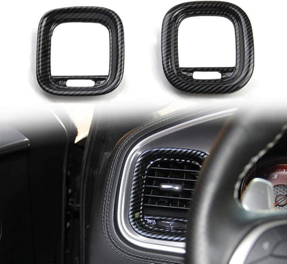 crosselec Carbon Fiber Air Vent Cover AC Outlet Trim kit for Dodge Charger 2015+