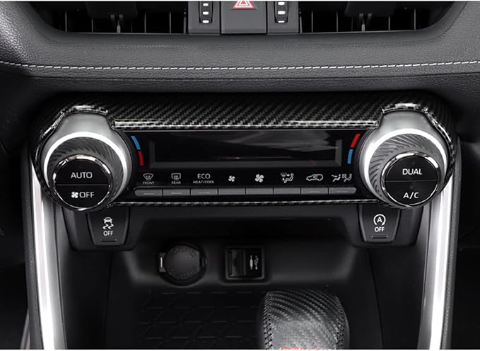 x xotic tech Set Carbon Fiber Style Interior Dashboard Instrument Air Vent Multifunction AC Switch Button Glove Box Handle Accessories Cover Trim Combo Kit, Compatible with Toyota Rav4 2019-2021
