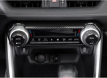 x xotic tech Set Carbon Fiber Style Interior Dashboard Instrument Air Vent Multifunction AC Switch Button Glove Box Handle Accessories Cover Trim Combo Kit, Compatible with Toyota Rav4 2019-2021