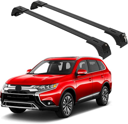 ERKUL Roof Rack Cross Bars for Mitsubishi Outlander 2014-2021 (Not fit for Outlander Sport) | Lockable Aluminum Crossbars for Rooftop | Compatible with Flush Rails - Black