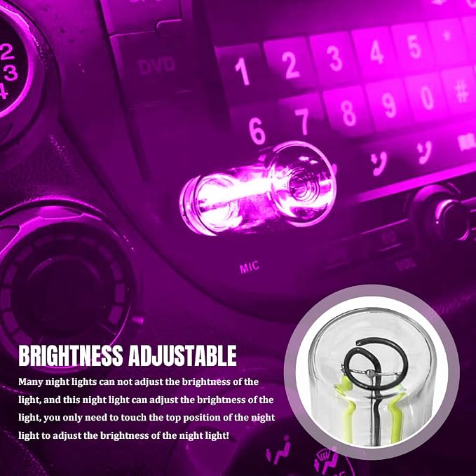 USB LED Car Interior Atmosphere Light, Car USB Night Light, Plug-in Auto Ambient Lighting Retro Lamps, Touch Adjustment LED Automotive Night Lamp Auto Accessories for bedrooms Camping (Purple)