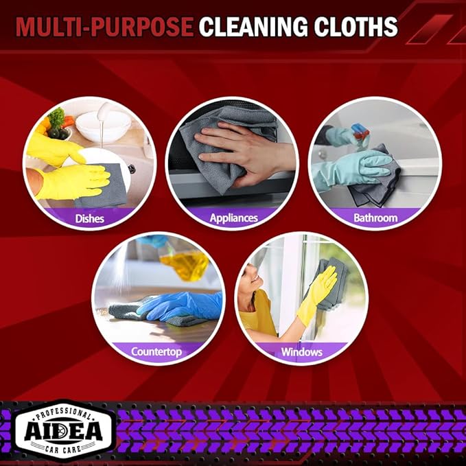 AIDEA Microfiber Cleaning Cloth Grey, 400PK, Microfiber Towels for Cars, Shop Towels Cleaning Rags, Premium Wash Cloths, Absorbent Towel for SUVs, House, Kitchen, Commercial, Cleaning Supplies 12×12"