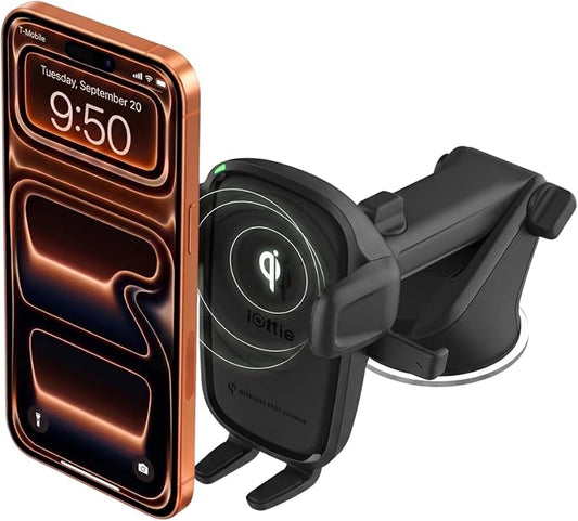 iOttie Car Charger Easy One Touch Wireless 2 Qi Charging Dashboard Phone Mount for iPhone, Samsung Galaxy, Huawei, LG, Smartphones