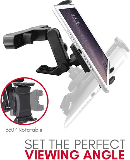 Macally Tablet Holder for Car Headrest | iPad Backseat Mount for Kids | Fits 4.7-11" Devices | Perfect for Long Car Trips