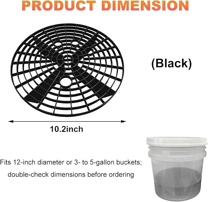 Car Wash Bucket Inserts, Auto Detail Dirt Gaurd Bucket Filter Helps Remove Dirt Debris, Dirt Guard Insert Wash Filter Fits 12 Inch Diameter Bucket or 3-5 Gallon Bucket (Black)