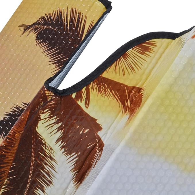 BDK Golden Sunset Beach Front Windshield Sun Shade Accordion Folding Cute Car Window Shades for Truck & Car Sunshade Shield for Sun UV Rays - Visor Protector Keeps Your Vehicle Cool - 58 x 27 inches