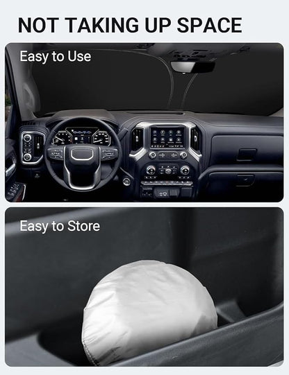 Proadsy 2026 Upgrade Windshield Sun Shade Custom Fit GMC Sierra 2019-2026 4-Layer Foldable Front Sunshade Protector Sun Visor Blocks UV Rays Keep Car Cooler Accessories