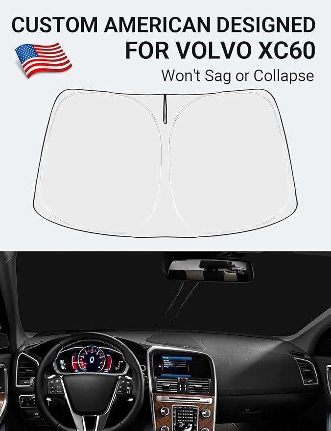 Proadsy 2026 Upgrade Front Windshield Sun Shade Foldable Sunshade Protector Sun Visor Custom Fit 2010-2017 Volvo XC60 SUV Accessories