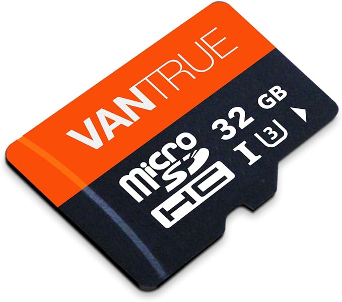 Vantrue 32GB microSDHC Card with Adapter, U3, UHS-I High Speed SD Card for Dash Cams & Home Security System Video Cameras