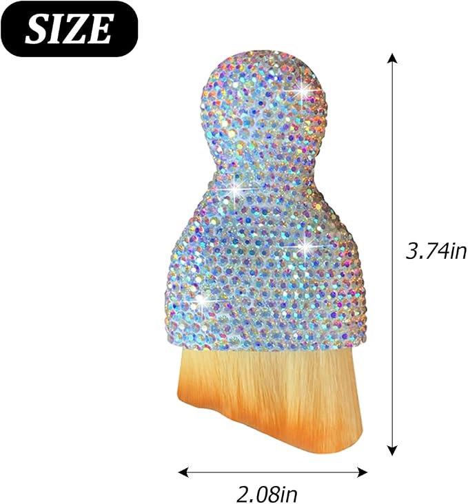 Bling Car Interior Dust Brush, Crystal Rhinestone Soft Auto Detailing Cleaning Brush, Sparkling Diamond Vehicle Dashboard Air Vent Cleaner for Women Girls, Universal for Vehicles (AB Color)