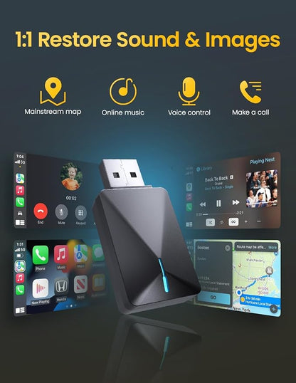 2026 Mini Wireless CarPlay Adapter for iPhone & Android Auto, Upgrade Convert Wired to Wireless, Plug and Play, Mini USB Design, Fast Stable Connection, CarPlay Wireless Adapter